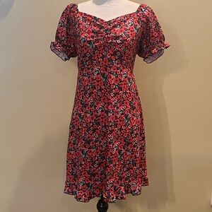 SHEIN: Red and Black Floral Print Vacation Dress (SIZE XL) **NO TAG**